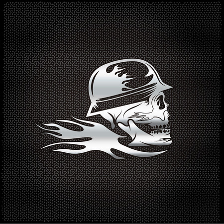 silver skull in helmet with flame concept vector design templateのイラスト素材
