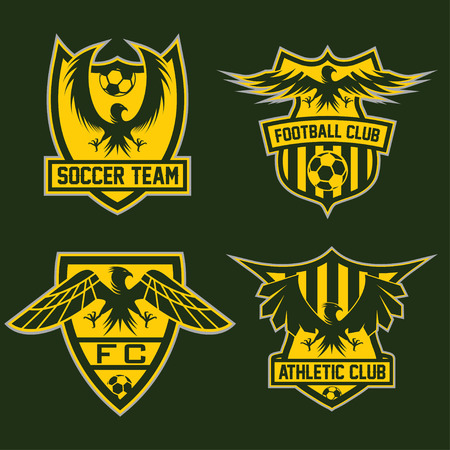 football team crests set with eagles vector design templateのイラスト素材