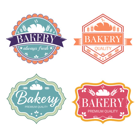 Collection of vintage retro bakery logo labelsのイラスト素材
