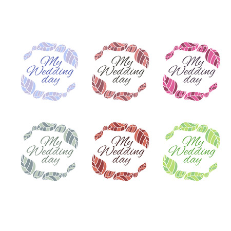 Illustration set of floral label for wedding. Vectorのイラスト素材