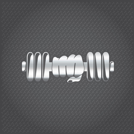 silver hand holding barbell vector design templateのイラスト素材