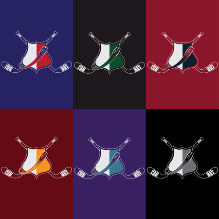 set of vintage hockey crestsのイラスト素材