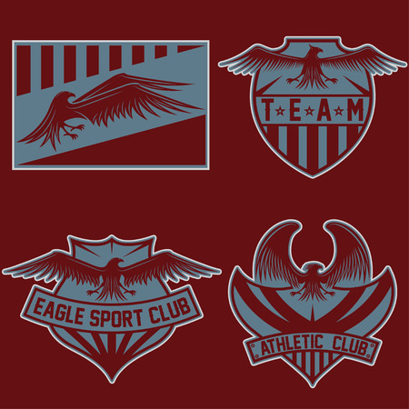 sport team crests set with eagles vector design templateのイラスト素材