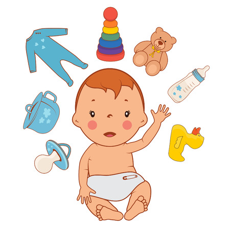 Illustration of cute baby boy. Vectorのイラスト素材