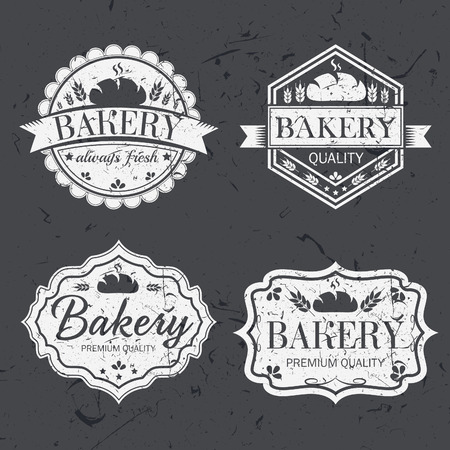 Vintage retro bakery labels on chalkboardのイラスト素材