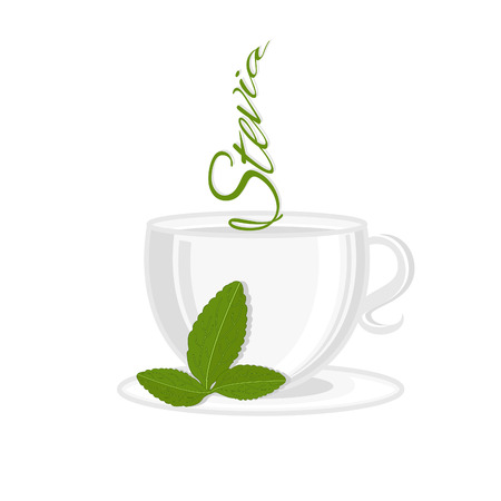 Illustration of cup with leaf stevia. vectorのイラスト素材