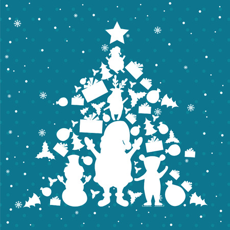 Illustration of christmas tree in christmas objects. Vectorのイラスト素材