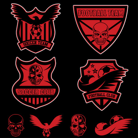 football team crests set with eagles and skullsのイラスト素材