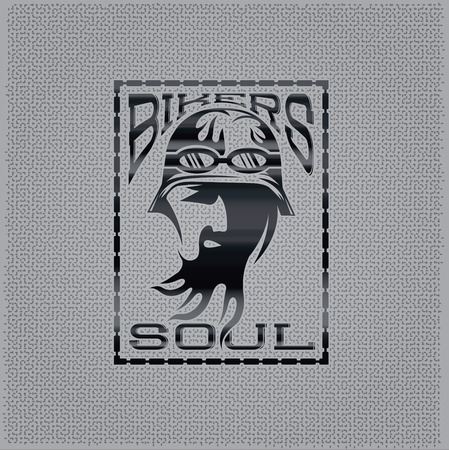 face of biker man vintage emblem on metal backgroundのイラスト素材