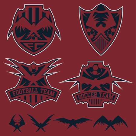 football team crests set with eagles vector design templateのイラスト素材