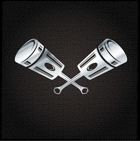 silver pistons on metal backgroundのイラスト素材