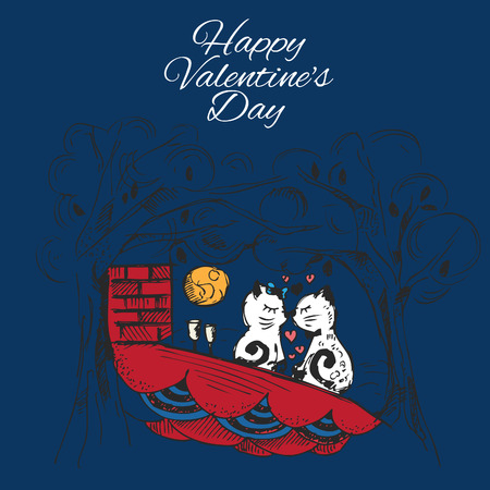 Illustration of love cats. Vectorのイラスト素材