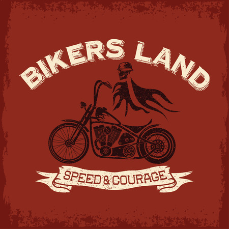 skull in helmet on motorbike with flames concept vector design templateのイラスト素材