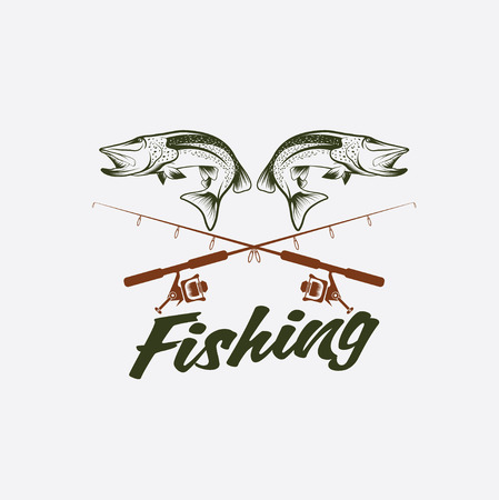 vintage fishing design templateのイラスト素材