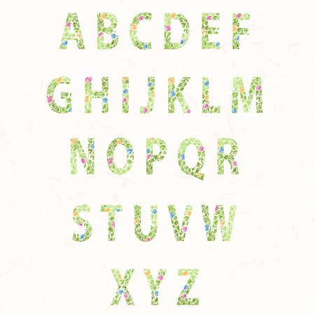 Texture flower font. Vectorのイラスト素材