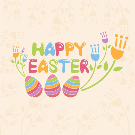Concept  Happy Easter illustration with flowers and eggs. Vectorのイラスト素材