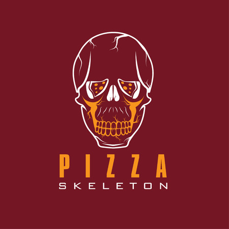 skull with slice of pizzaのイラスト素材