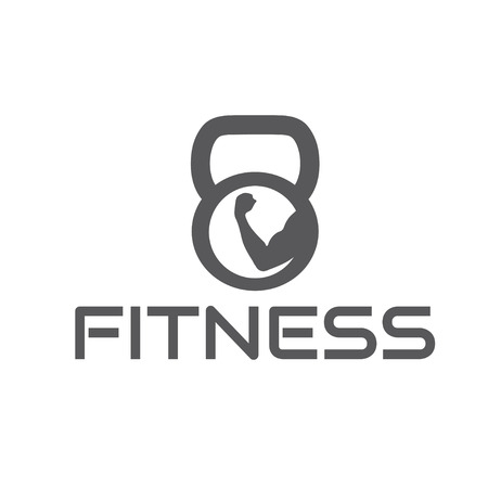 fitness emblem with muscle and kettlebellのイラスト素材