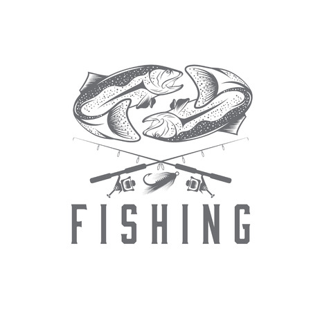 vintage fishing vector design templateのイラスト素材