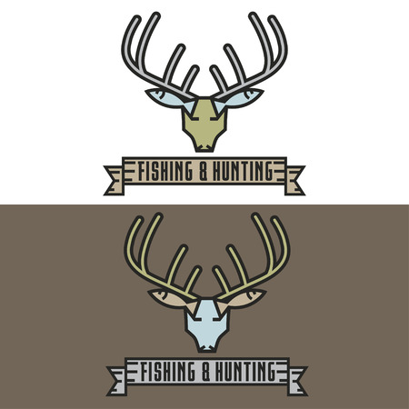 fishing and hunting line craft vintage labelのイラスト素材