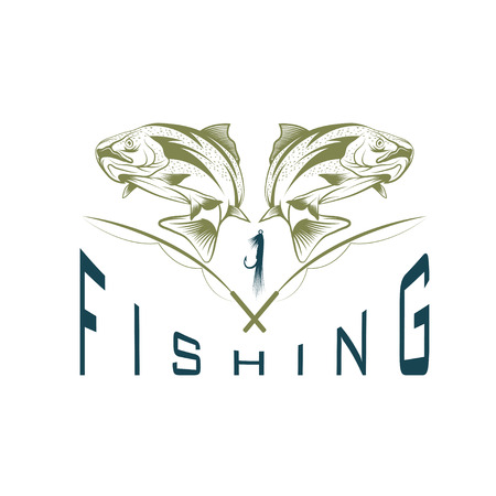 vintage fishing vector design templateのイラスト素材