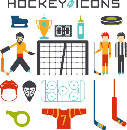 flat design icons of hockeyのイラスト素材