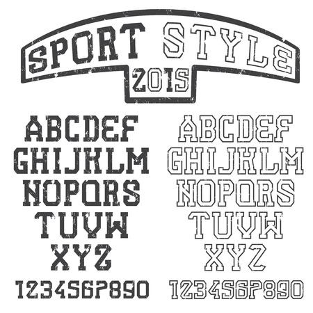 grunge serif font in the retro style of sportのイラスト素材