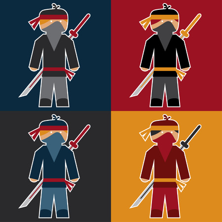 flat sticker of ninjaのイラスト素材