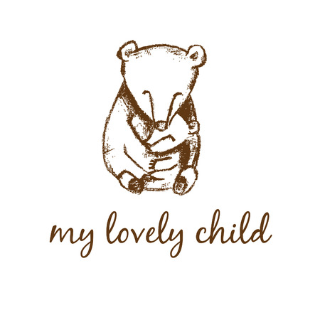 Illustration of hand drawn bear mother and bear child. Vectorのイラスト素材