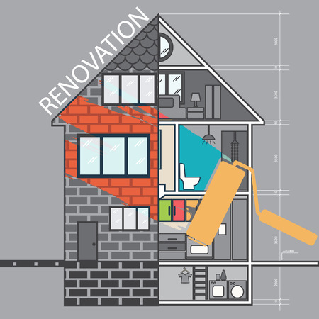 Renovation .House remodeling,flat design .Vectorのイラスト素材