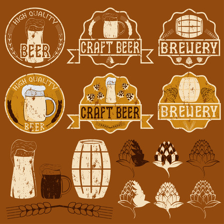 set of grunge beer emblemsのイラスト素材