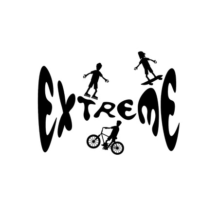 extreme sport cartoon silhouettesのイラスト素材