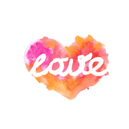 Beautiful watercolor heart with quotes love.Vectorのイラスト素材