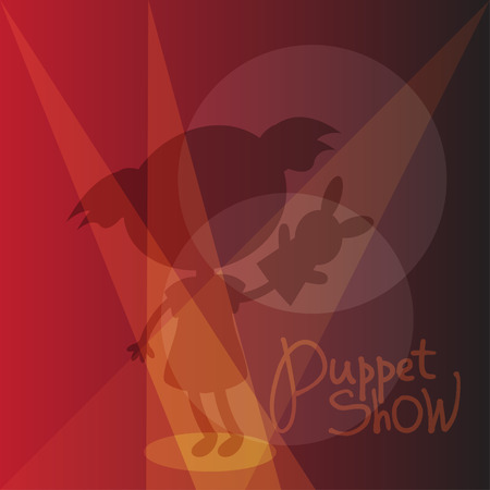 Illustration small kids with hand puppet toy. Vectorのイラスト素材