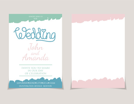 Wedding invitation card templates with watercolor elements .Vectorのイラスト素材