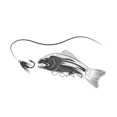 trout and lure vector design templateのイラスト素材