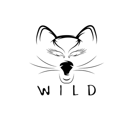 wild cat with eagle eyes vector design templateのイラスト素材