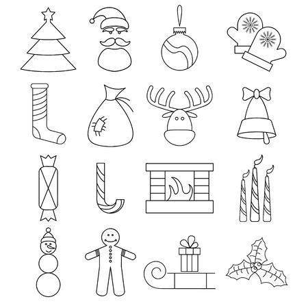 line craft vector icons set of christmas themeのイラスト素材