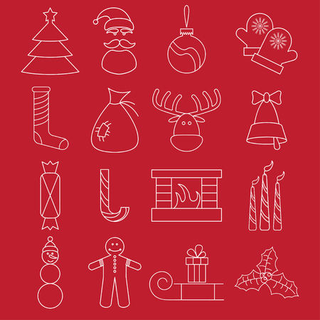 line craft vector icons set of christmas themeのイラスト素材