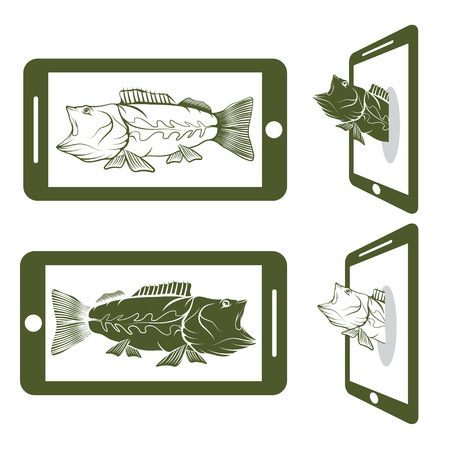flat design with big mouth bassのイラスト素材