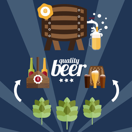 flat design vector illustration of  beer themeのイラスト素材