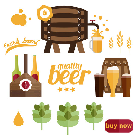 flat design vector illustration of  beer themeのイラスト素材
