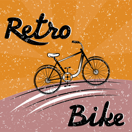 grunge retro vector illustration of  bicycleのイラスト素材