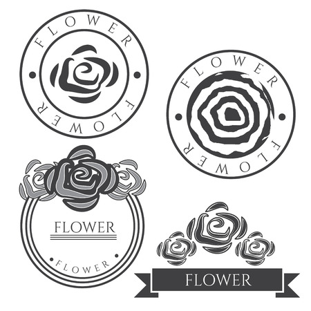 Vintage vector labels with rose flowerのイラスト素材