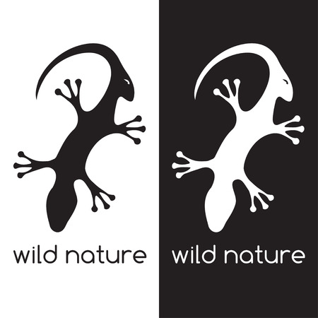 lizard and head of antelope negative space conceptのイラスト素材