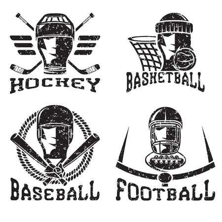 grunge vintage sport vector labels setのイラスト素材