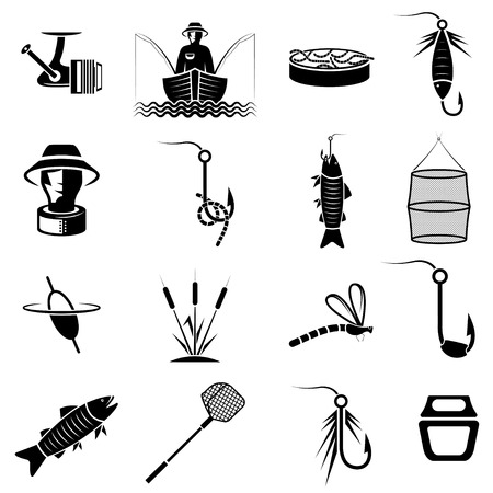 vector set of icons on fishing themeのイラスト素材