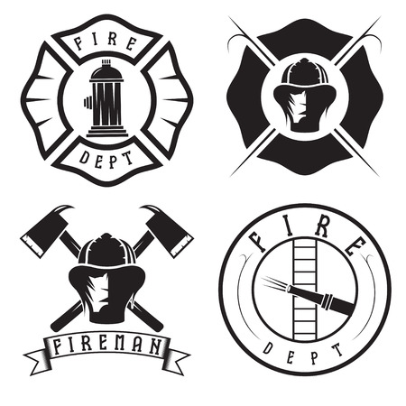 Set of fire department emblems and badgesのイラスト素材