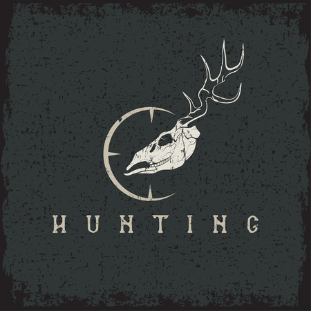 grunge deer skull with target vector design templateのイラスト素材