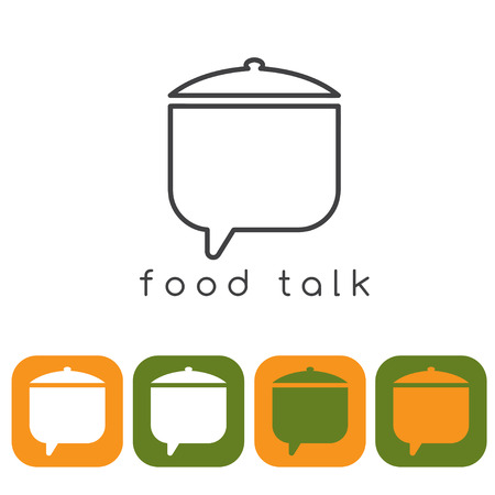 food talk concept with pot and web iconsのイラスト素材